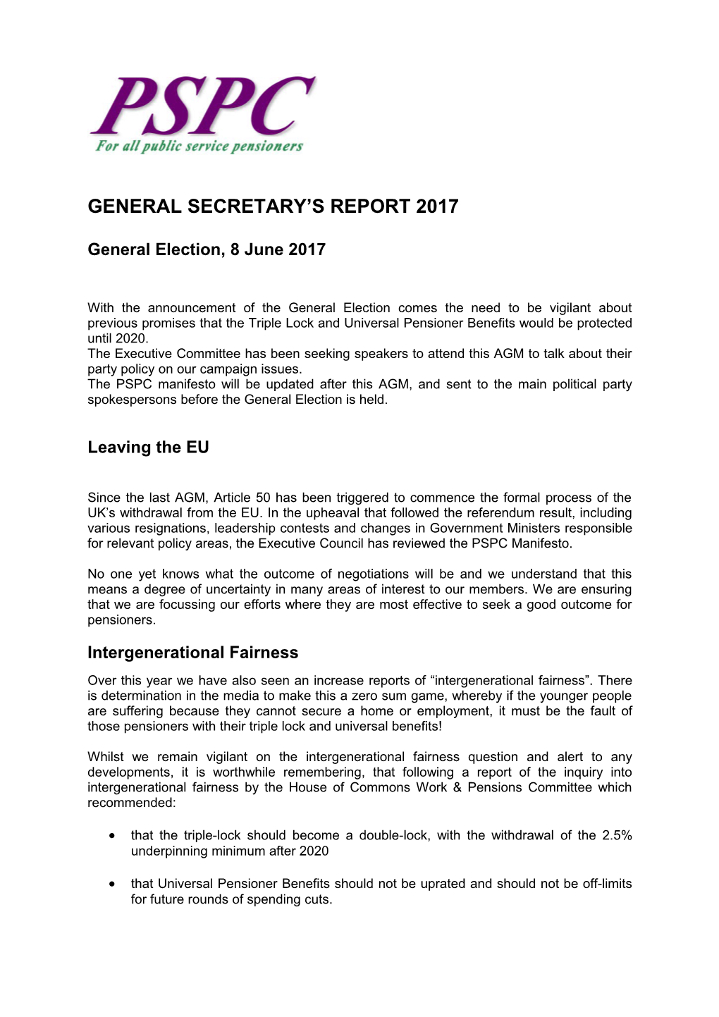 General Secretary S Report 2017