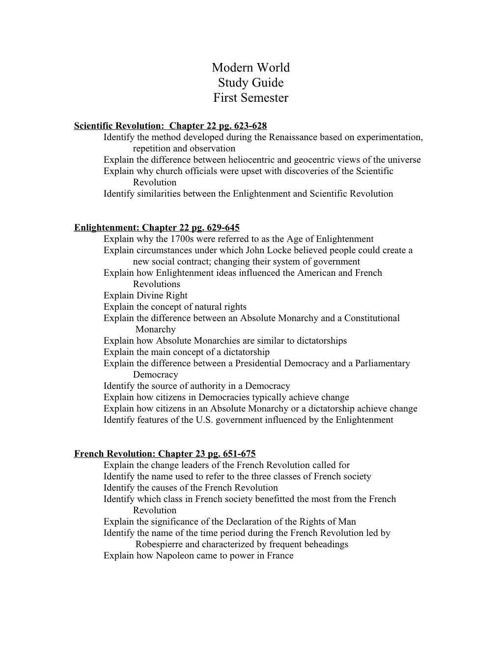 Scientific Revolution: Chapter 22 Pg. 623-628