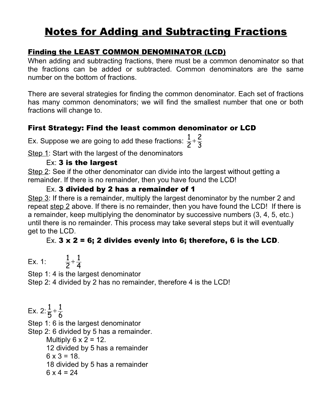 Addition And Subtraction Of Fractions Worksheets