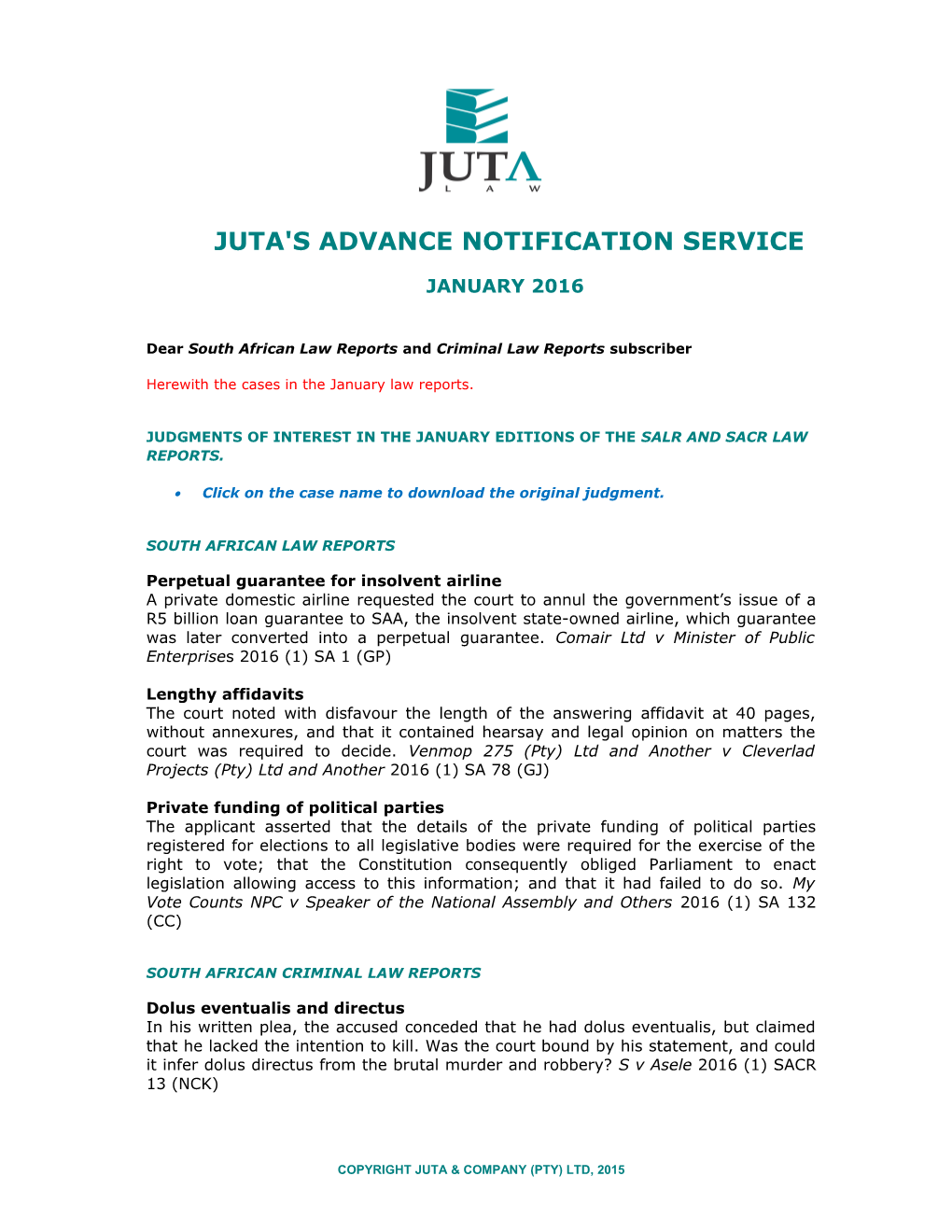 Juta's Advance Notification Service s4