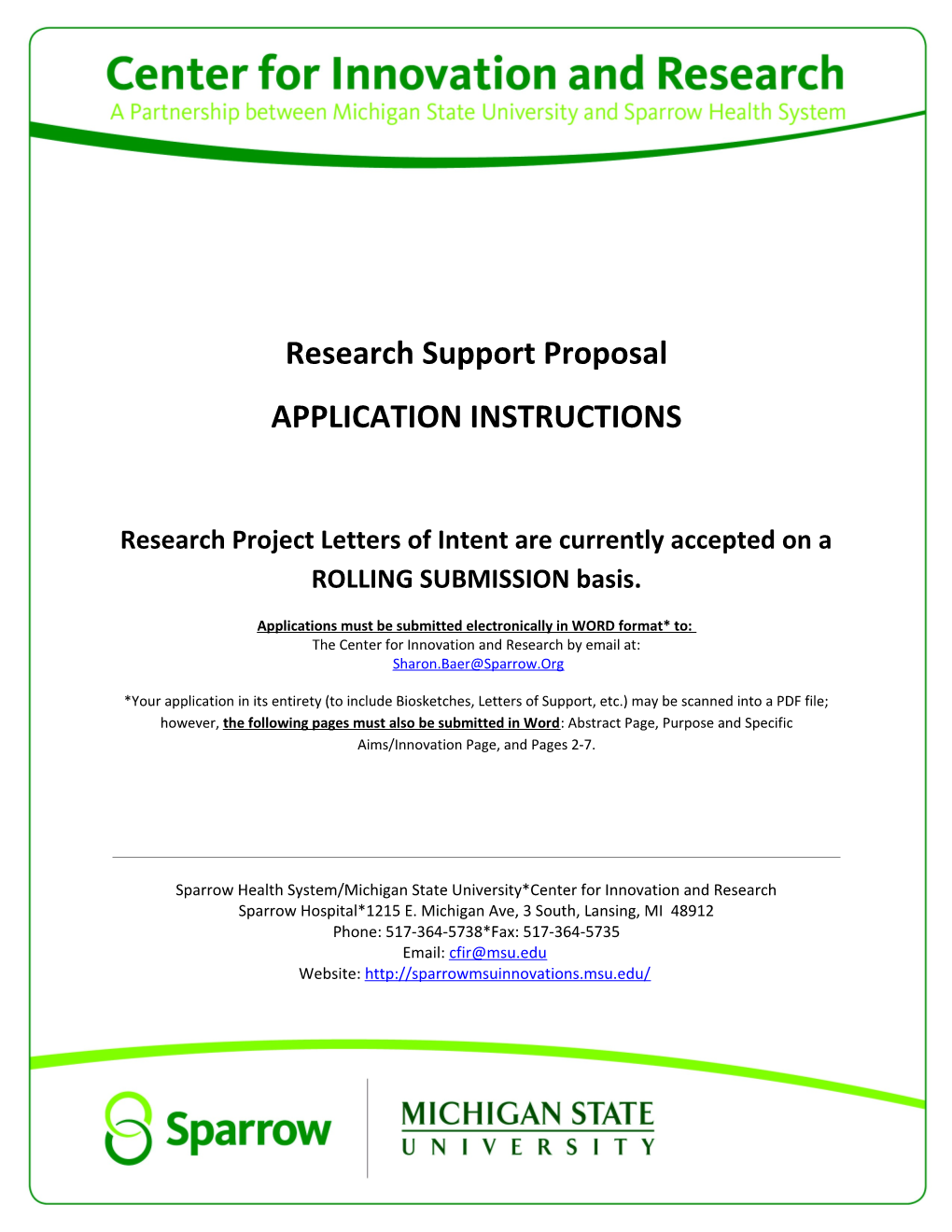 Research Project Letters of Intent Are Currently Accepted on a ROLLING SUBMISSION Basis
