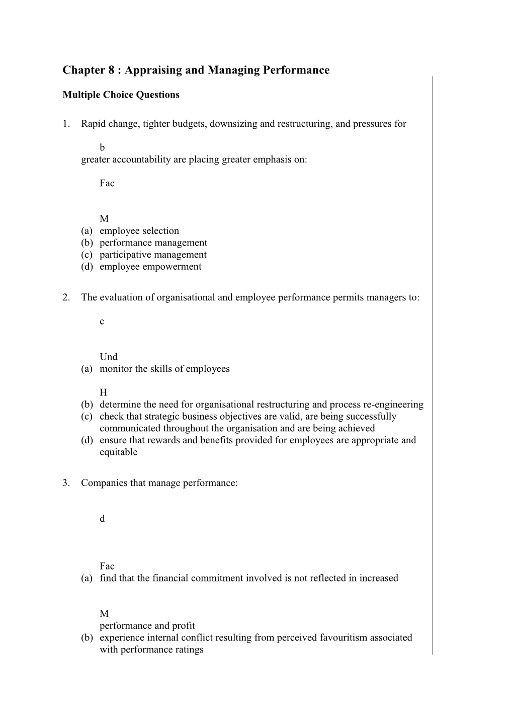 Chapter 8 : Appraising And Managing Performance