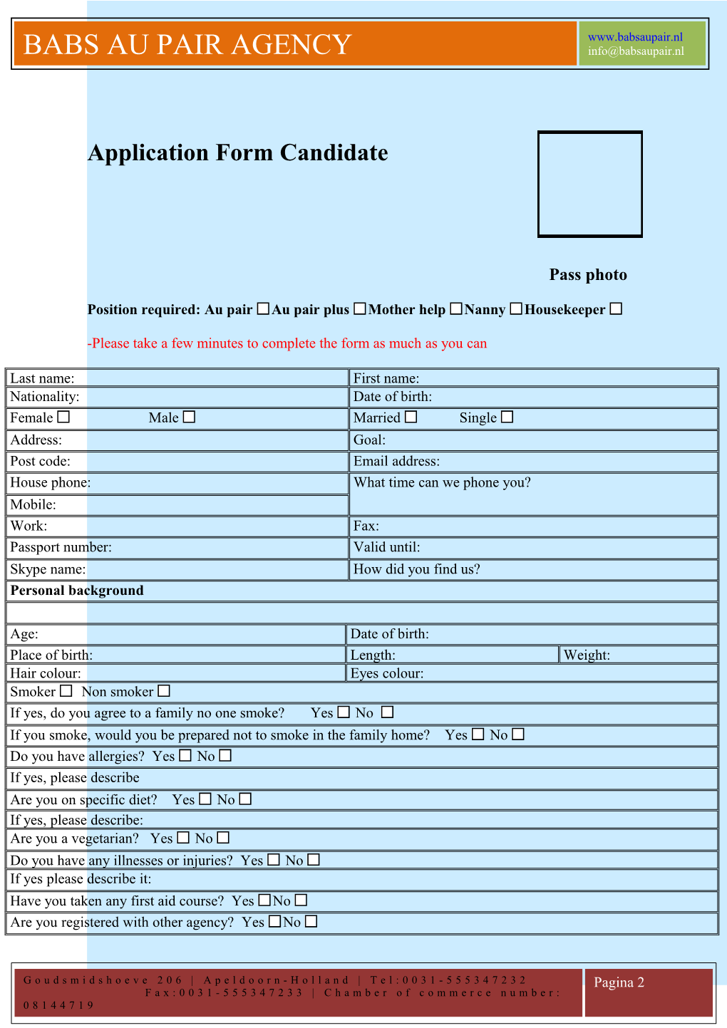 Applicationform Candidate