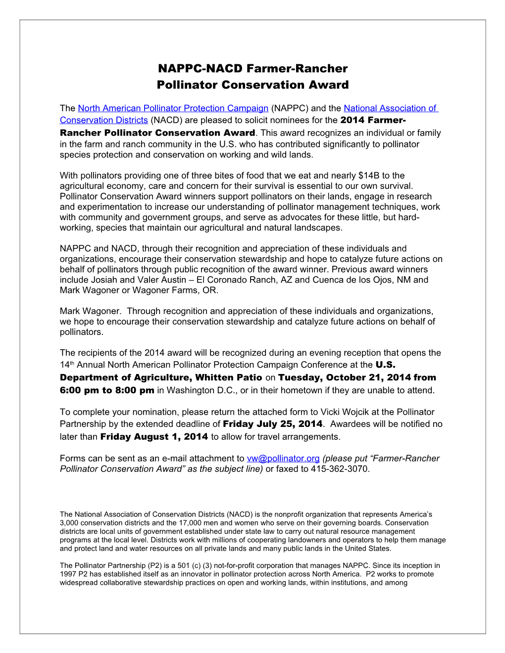 Pollinator Advocate Award
