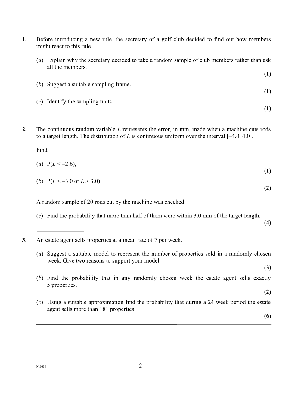 June 2006 - 6684 Statistics S2 - Question Paper