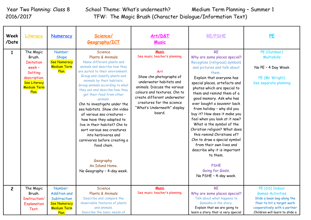 Foundation Stage Medium Term Planning s3