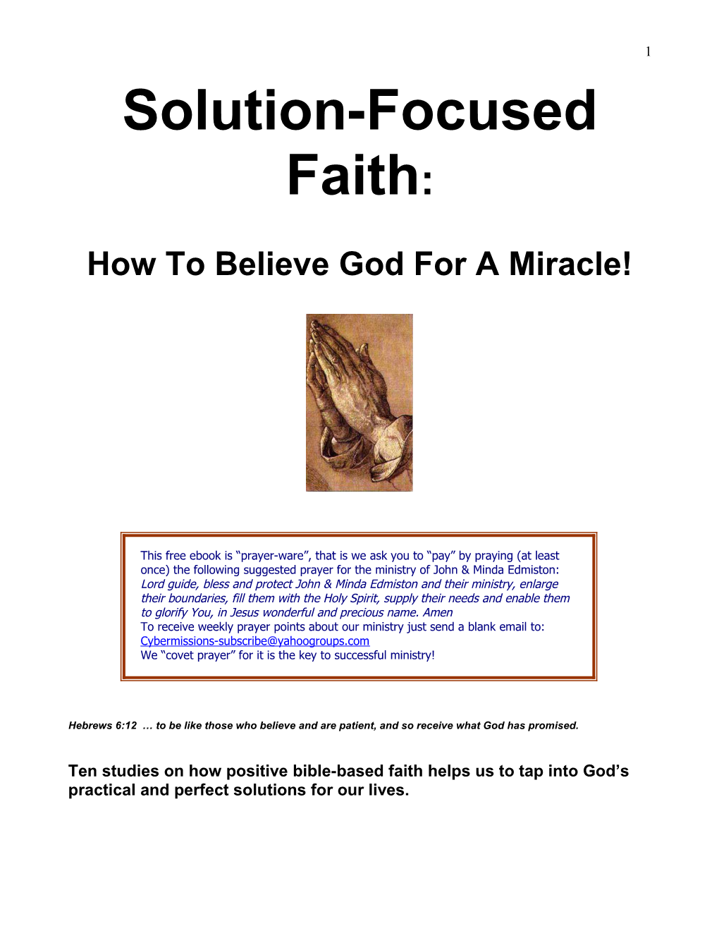 Solution-Focused Faith