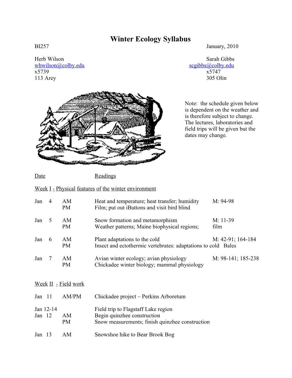 Winter Ecology Syllabus (BI 257J)