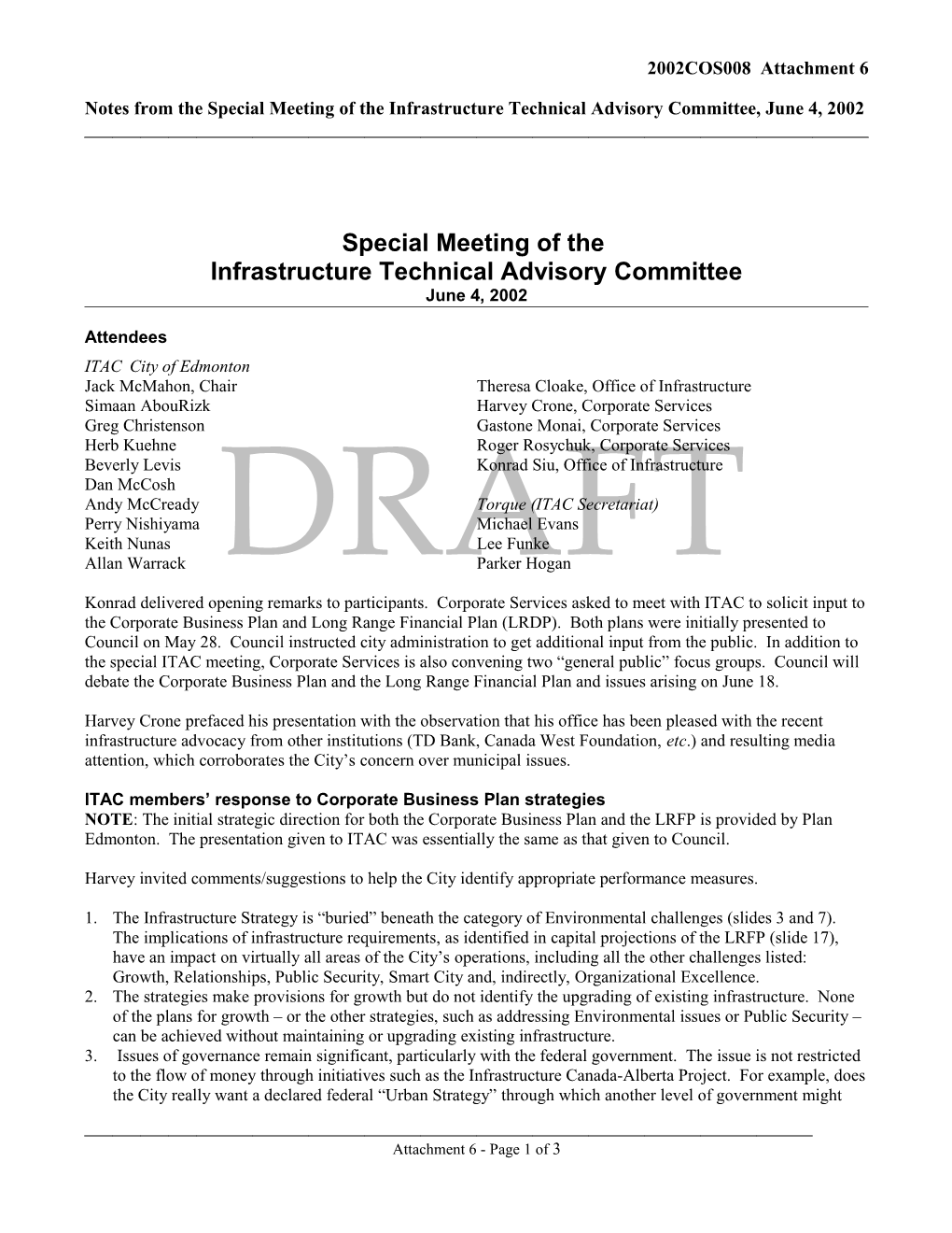 Report for City Council June 18, 2002 Meeting