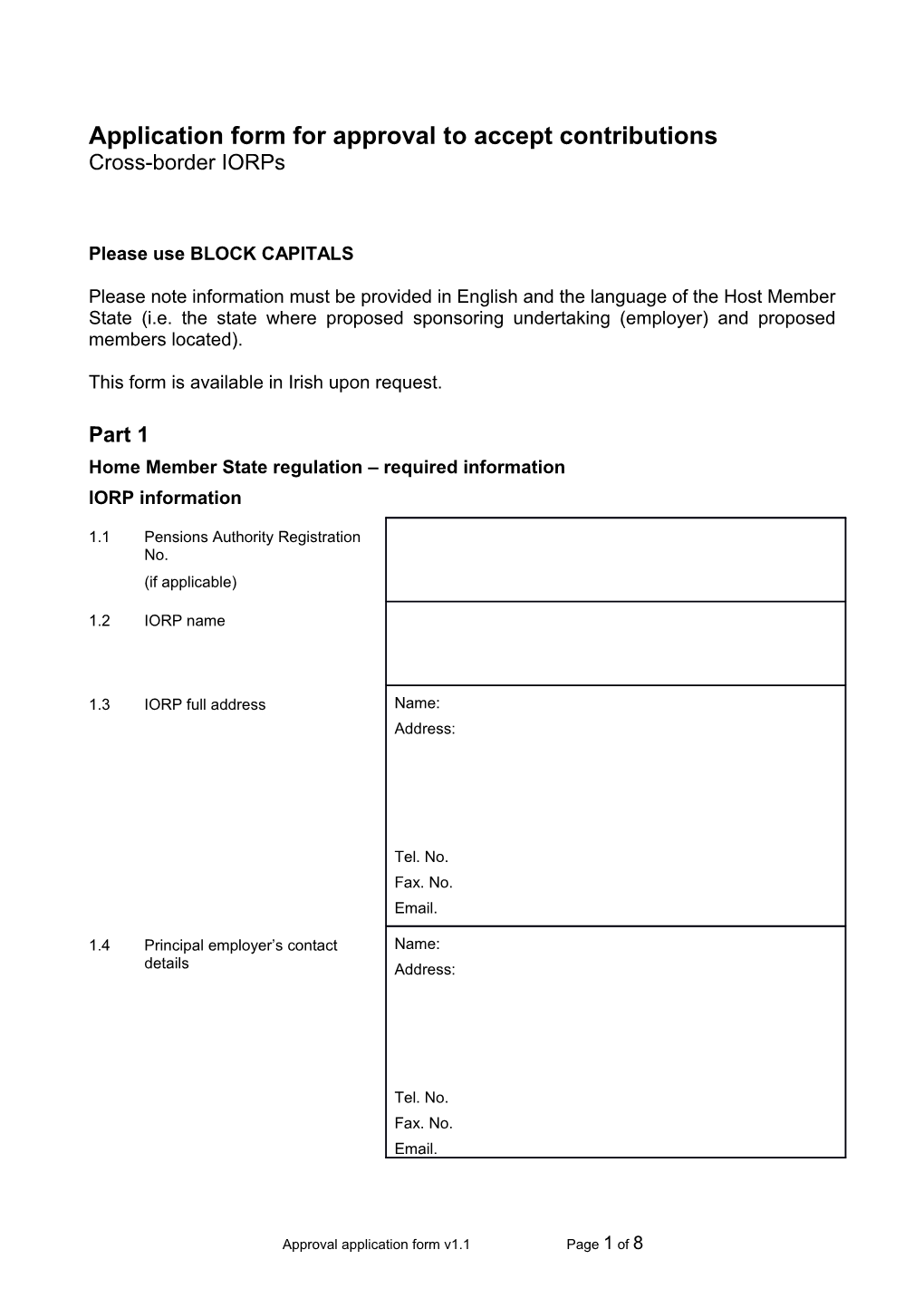 Approval Application Form