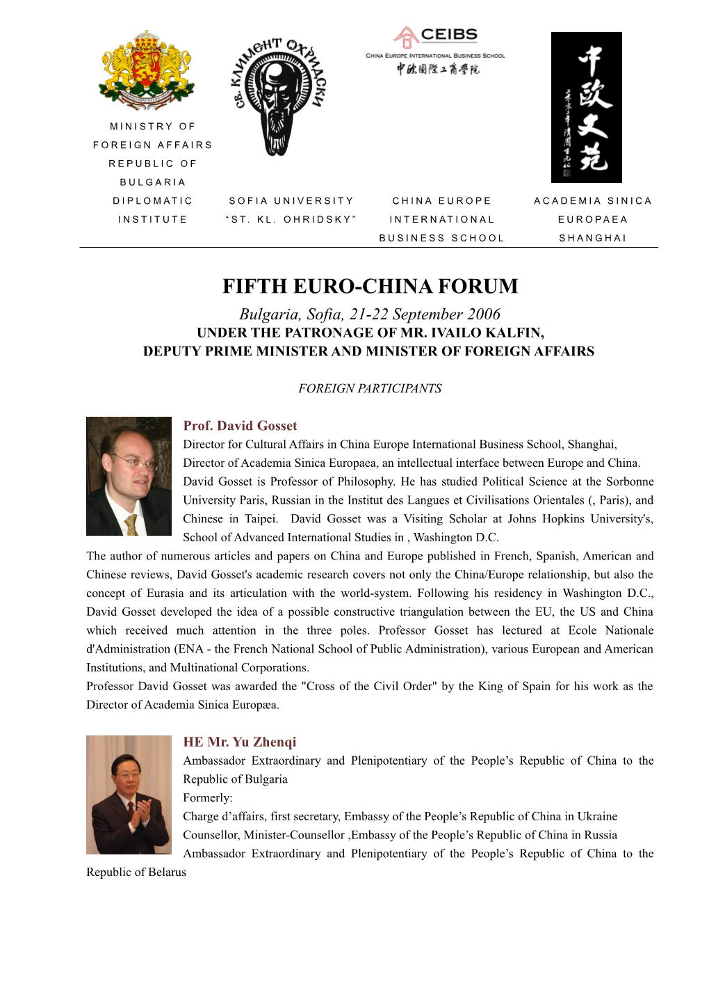 Fifth Euro-China Forum