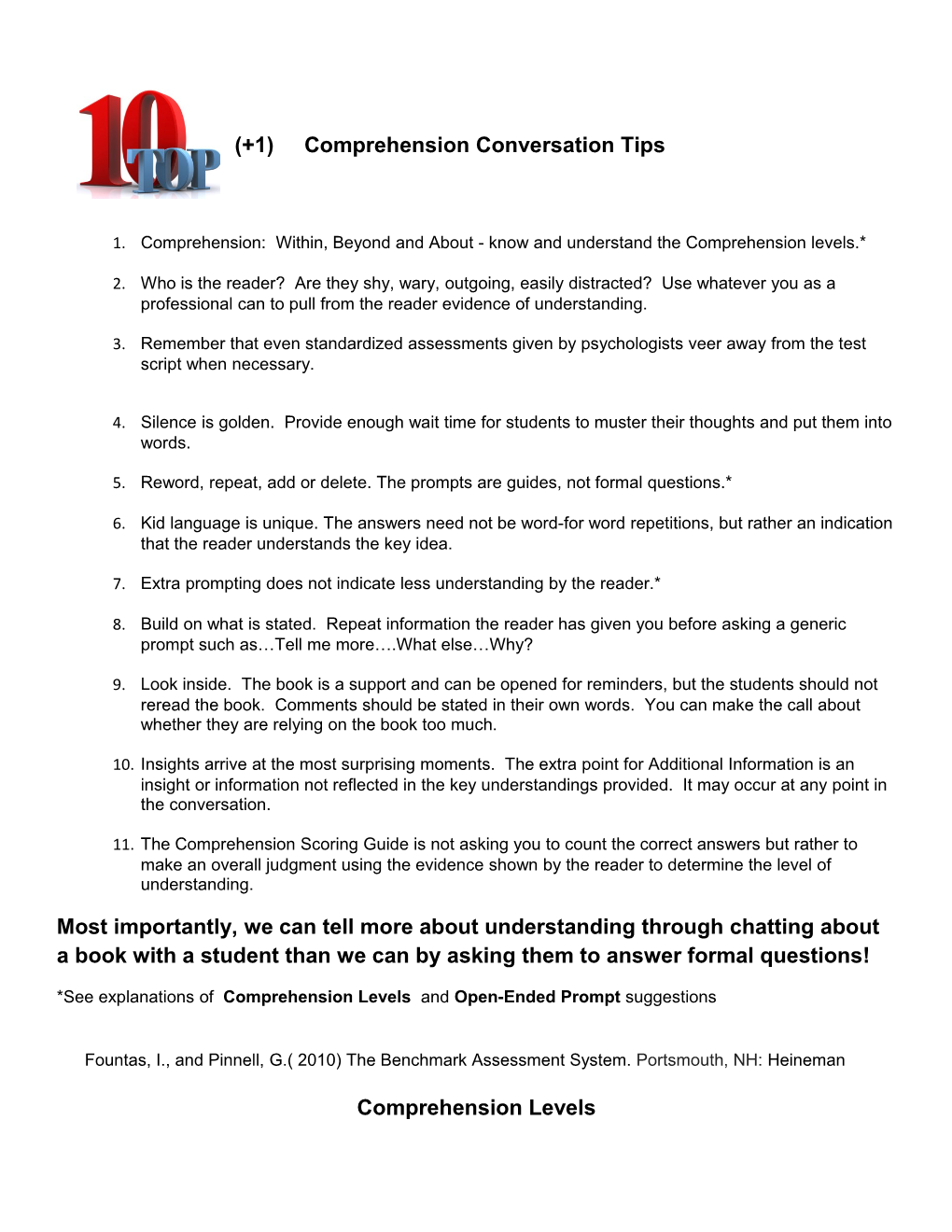 (+1) Comprehension Conversation Tips