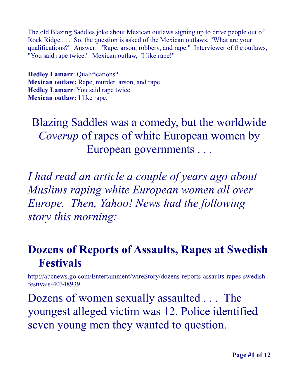Dozens of Reports of Assaults, Rapes at Swedish Festivals