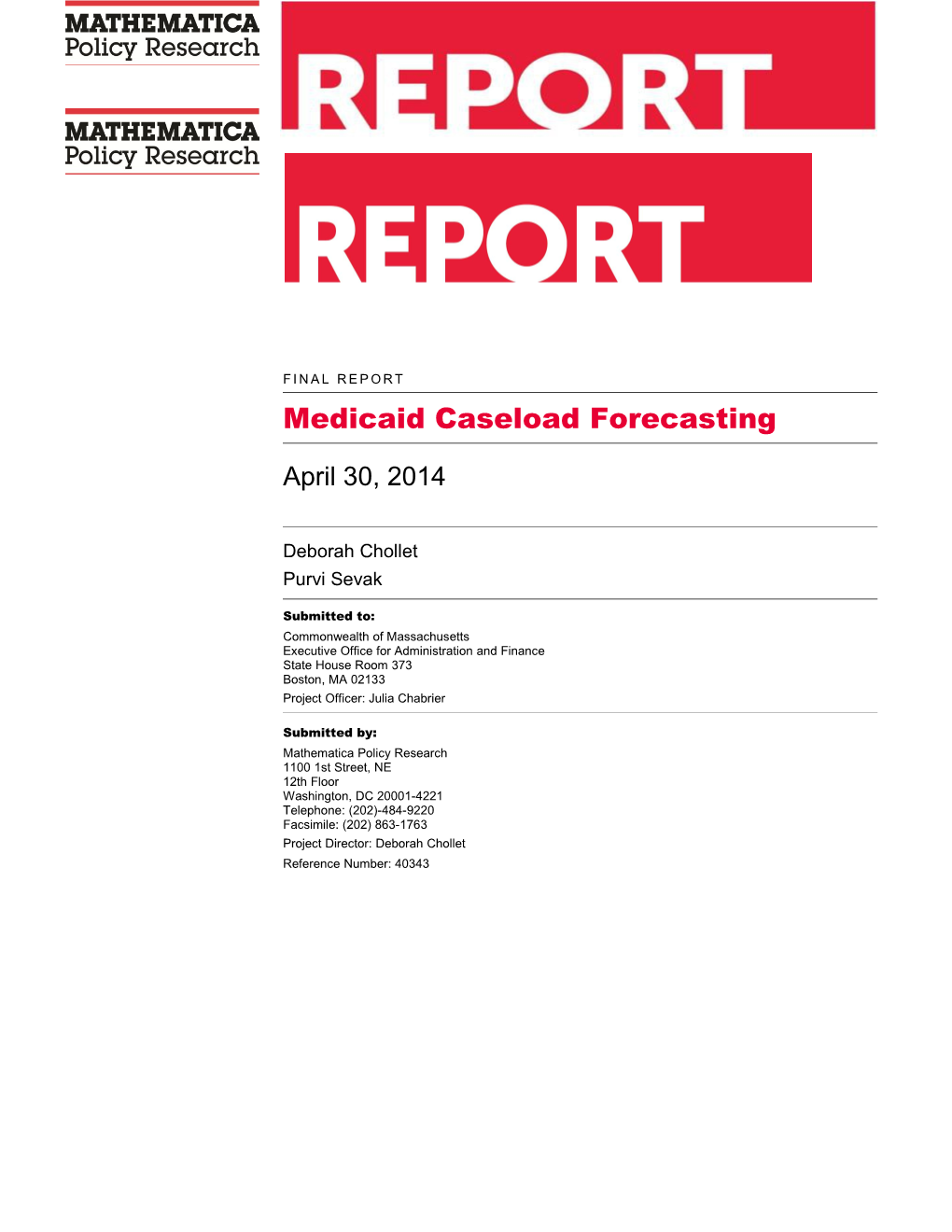 Medicaid Caseload Forecasting
