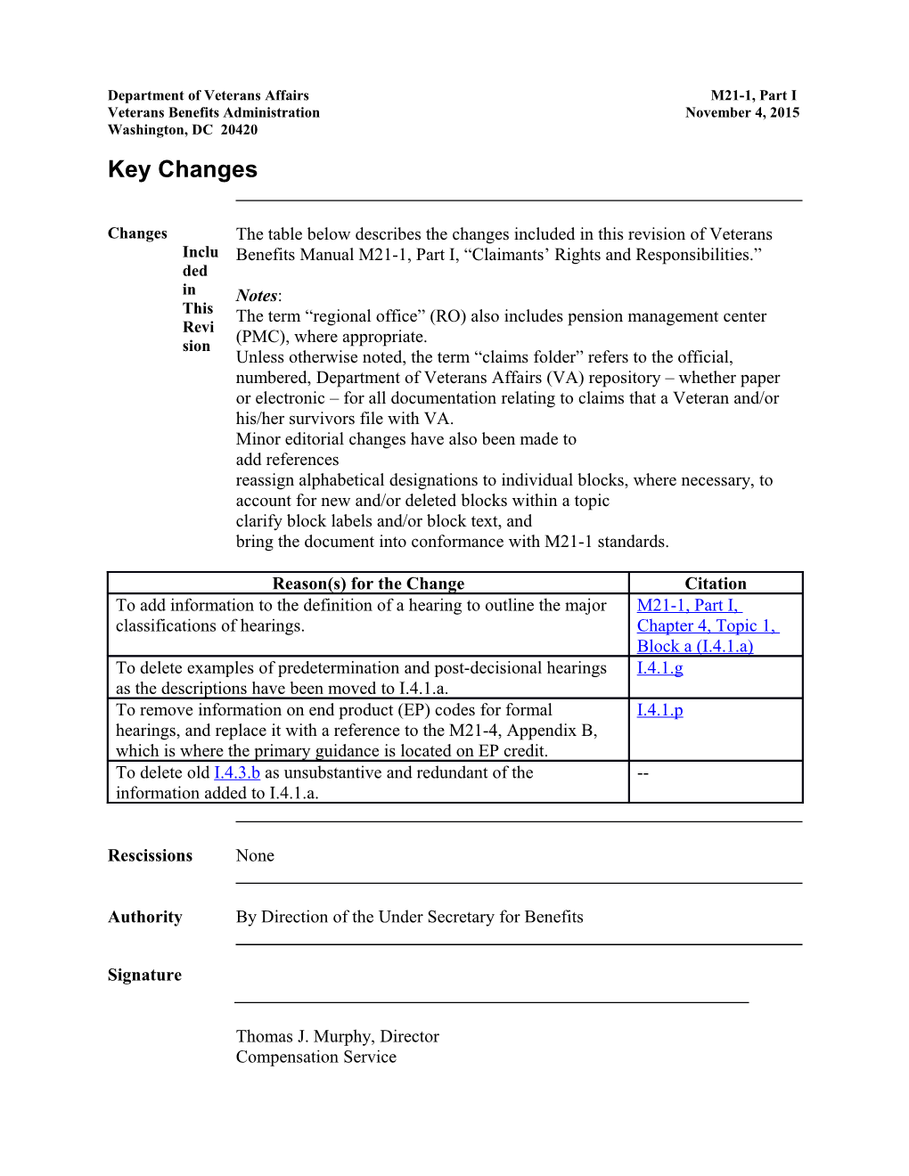 Department of Veterans Affairs M21-1, Part I