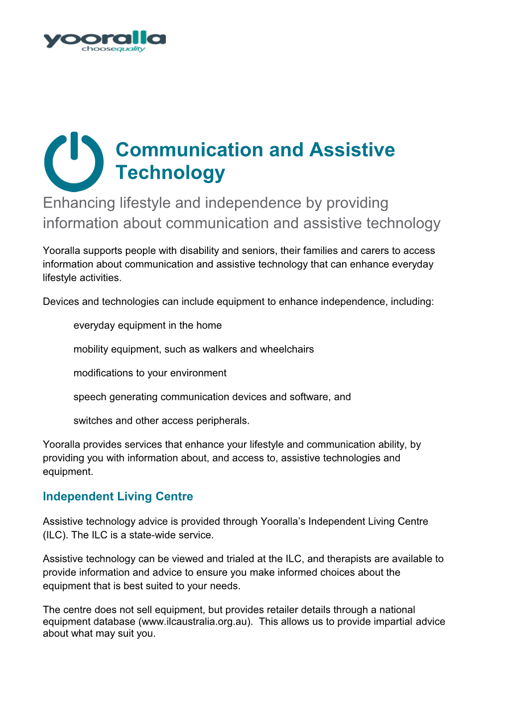 Communication and Assistive Technology