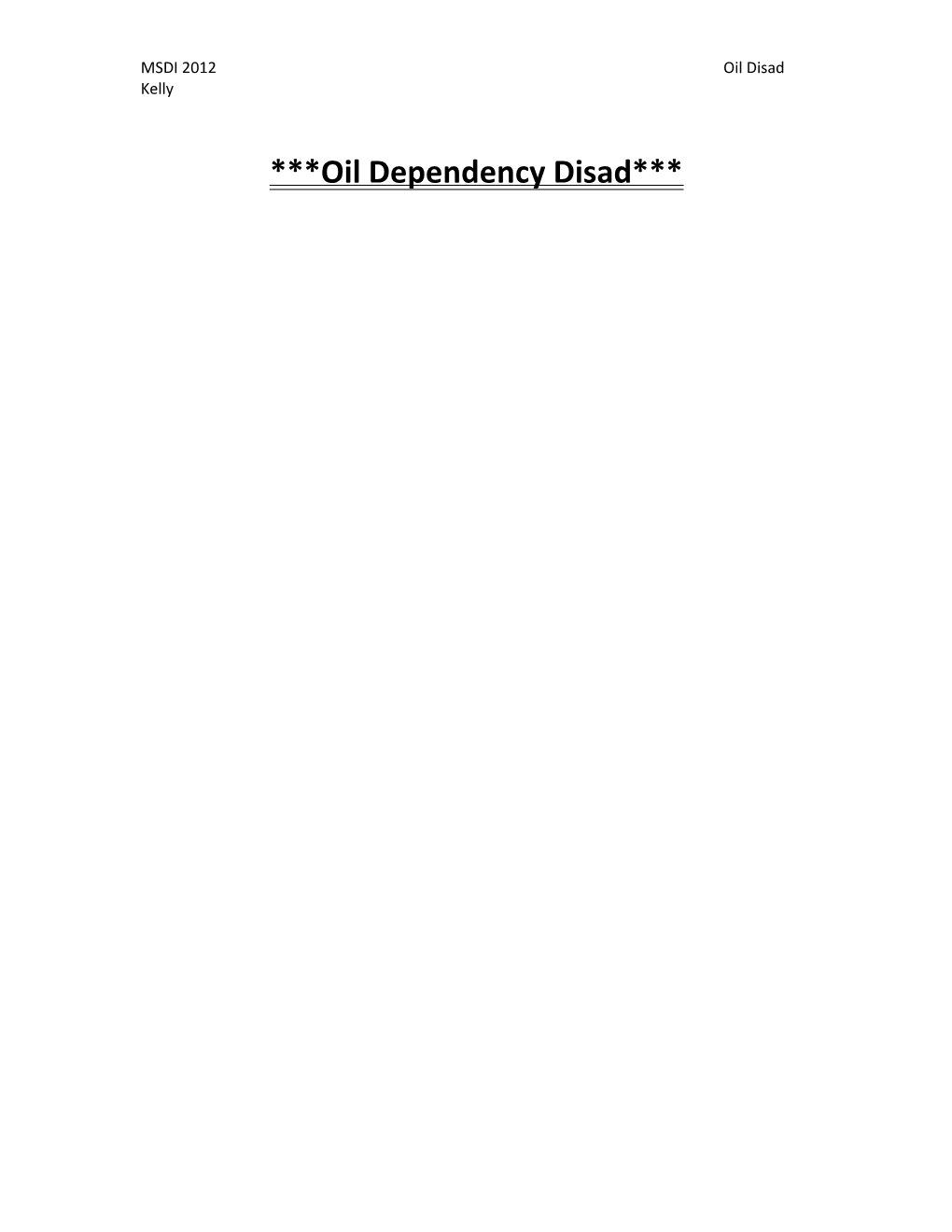 Oil Dependency Disad