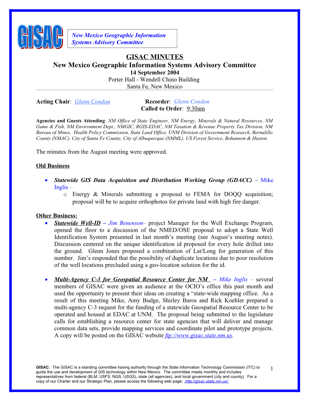 New Mexico Geographic Information System Advisory Committee