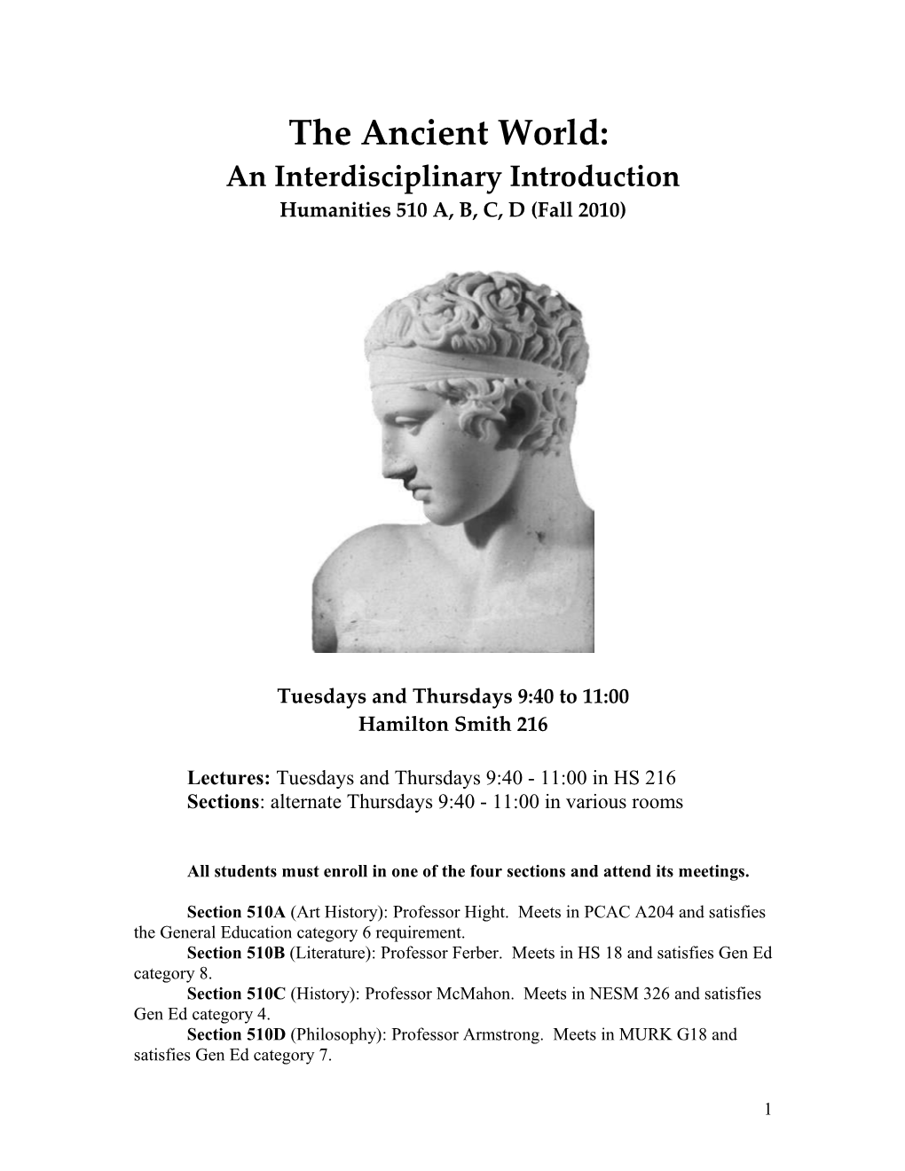 The Ancient World: an Interdisciplinary Introduction