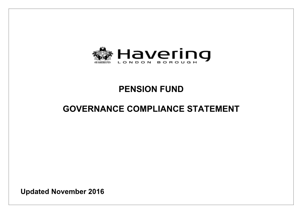 London Borough of Havering Pension Fund Governance Compliance Statement