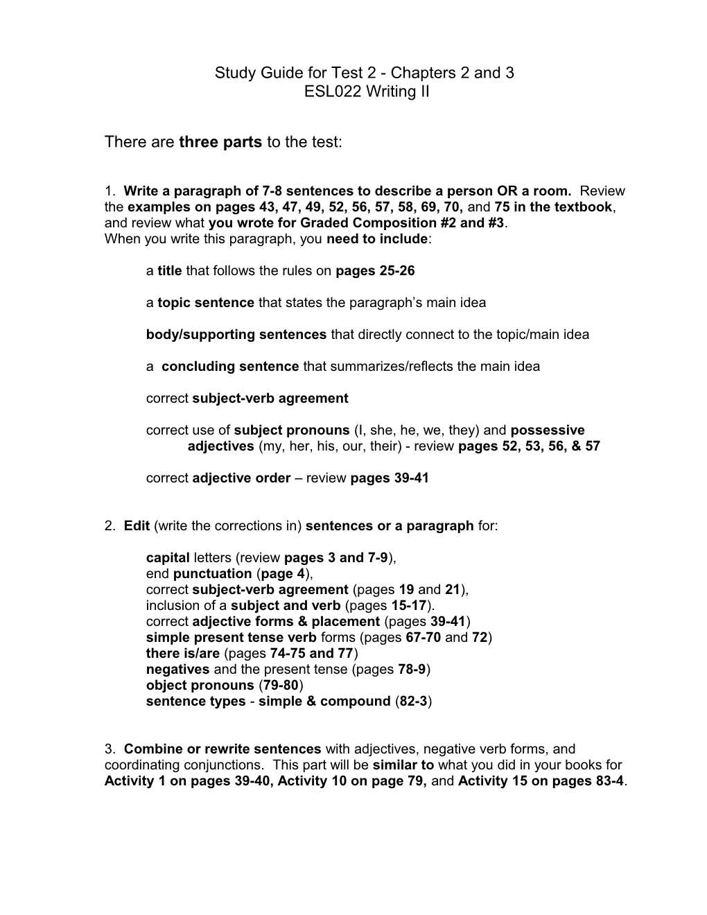 Study Guide for Test 1 - Chapter 1