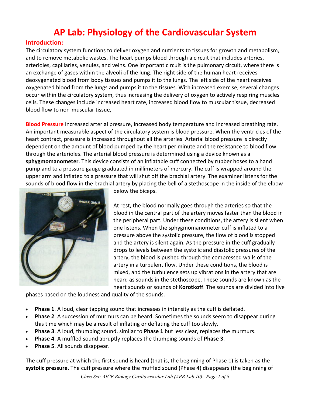 Physiology of the Circulatory System