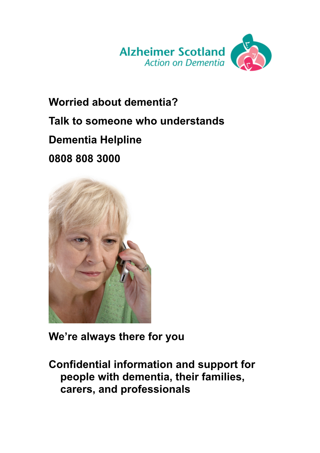 LARGE PRINT - Dementia Helpline Leaflet