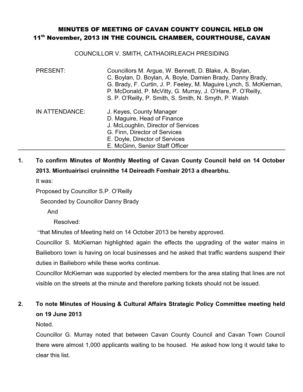 Minutes of Council Meeting Held on 11Th October 2010 s3