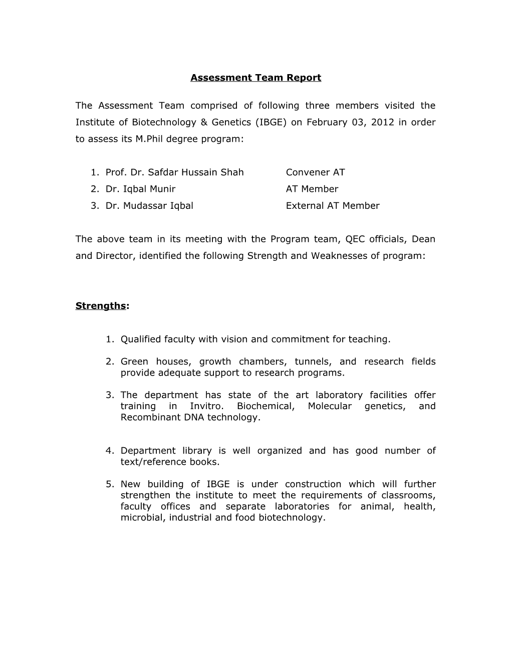 Format of SAR in Rubric Form