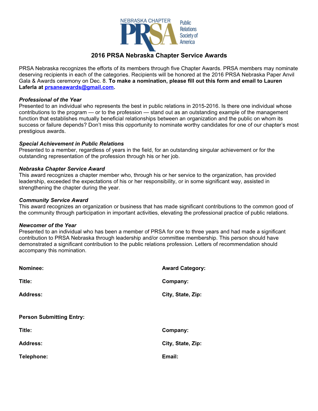 2002 PRSA Nebraska Chapter Awards