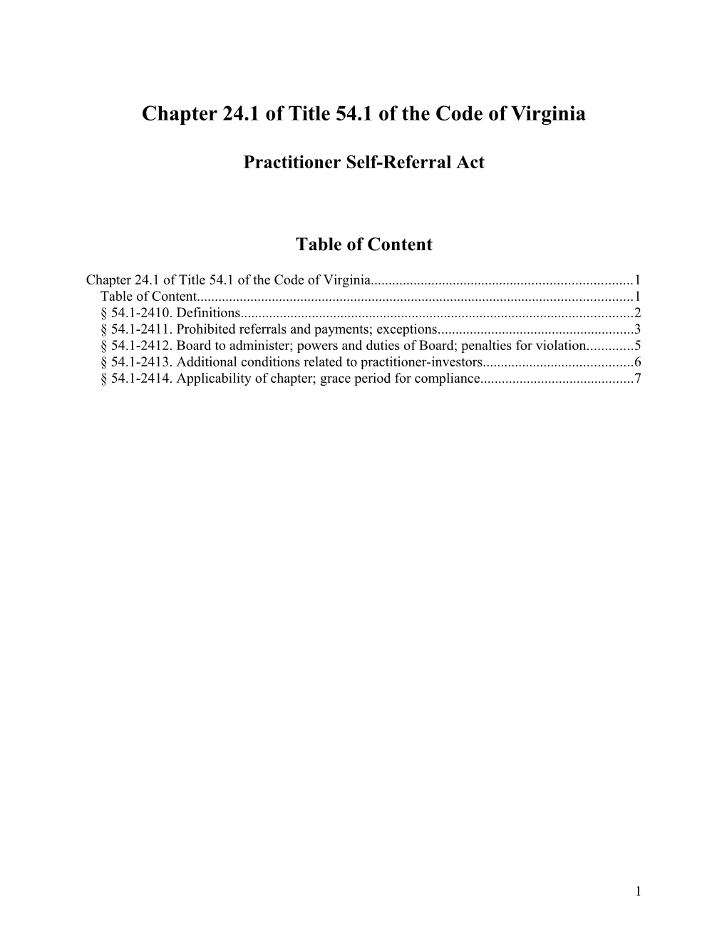 Chapter 24.1 of Title 54.1 of the Code of Virginia