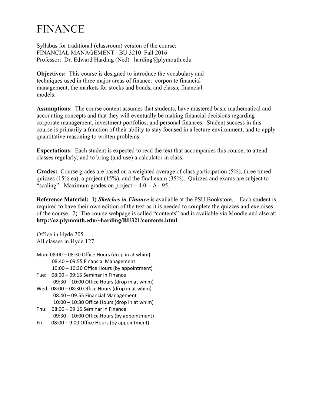 Syllabus for Traditional (Classroom) Version of the Course