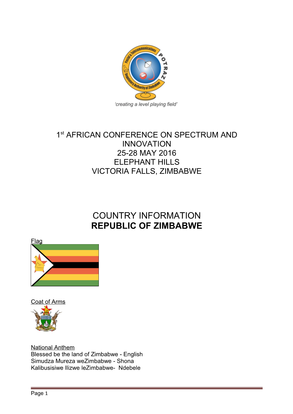 1St AFRICAN CONFERENCE on SPECTRUM and INNOVATION