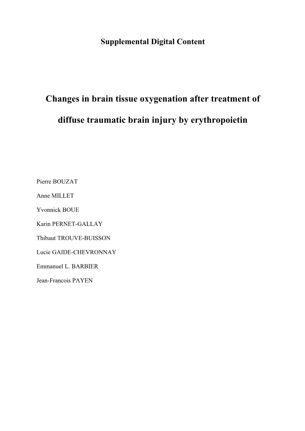 Changes in Brain Tissue Oxygenation After Treatment of Diffuse Traumatic Brain Injury