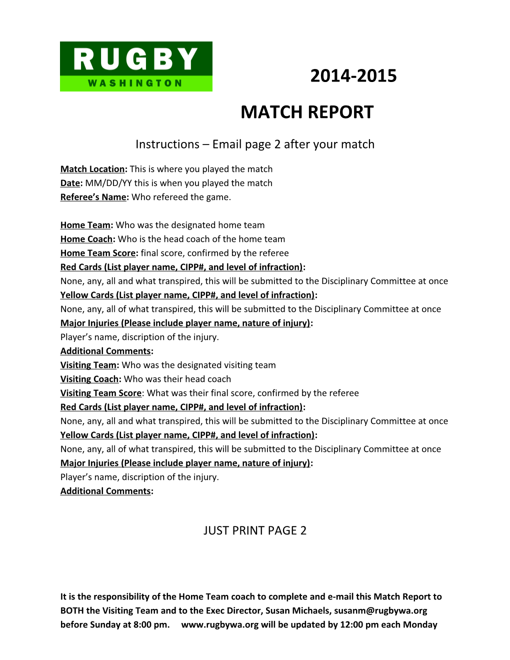 Instructions Email Page 2 After Your Match