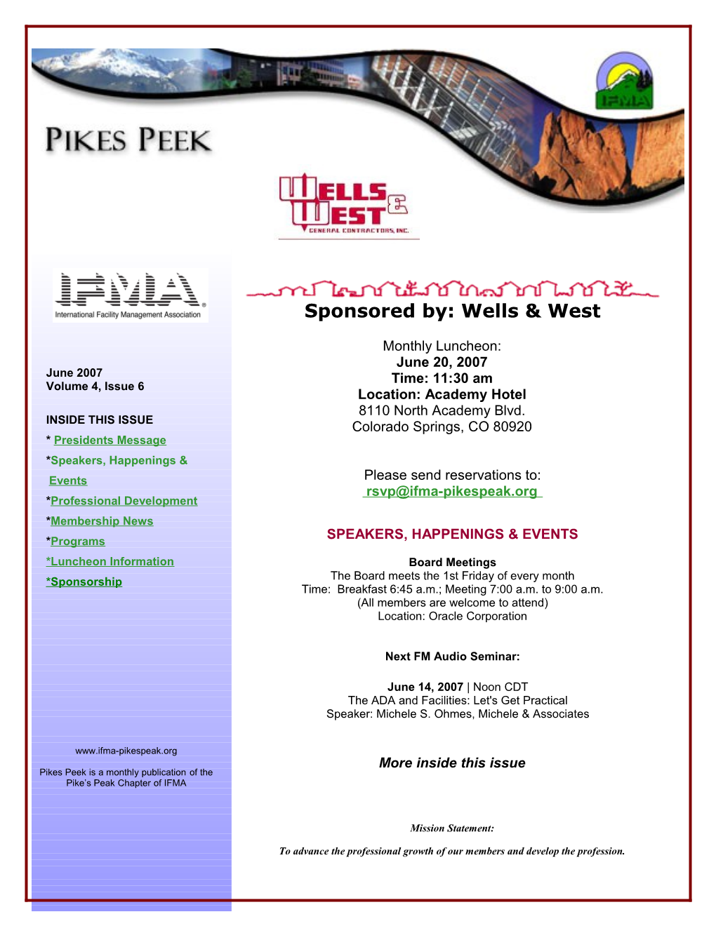 The Pikes Peak Chapter Of IFMA