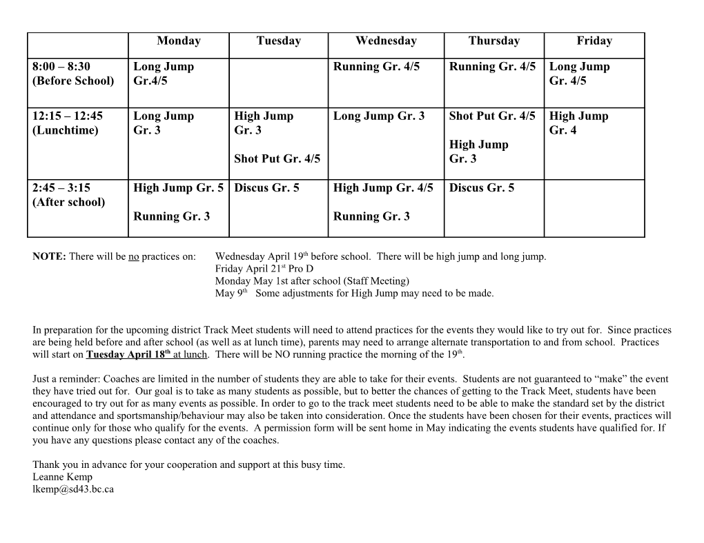 Monday May 1St After School (Staff Meeting)