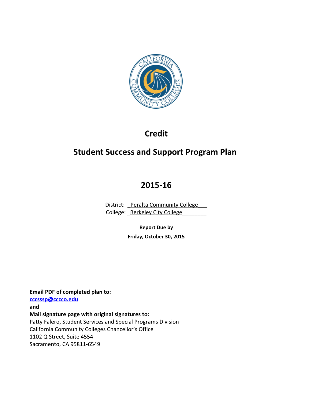 The Student Success and Support Program Plan (Credit Students) s3