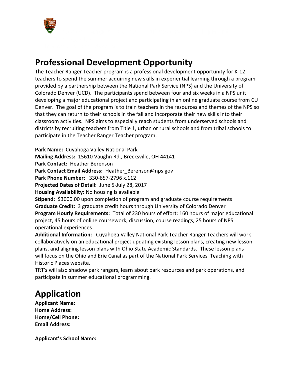Professional Development Opportunity