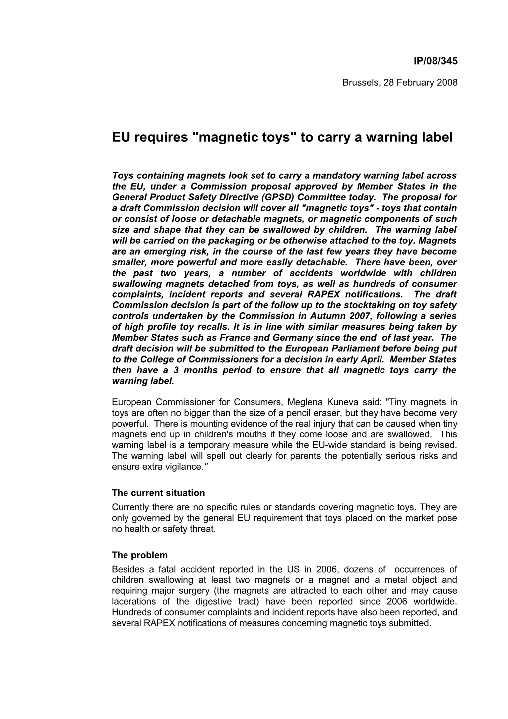 EU Requires Magnetic Toys to Carry a Warning Label