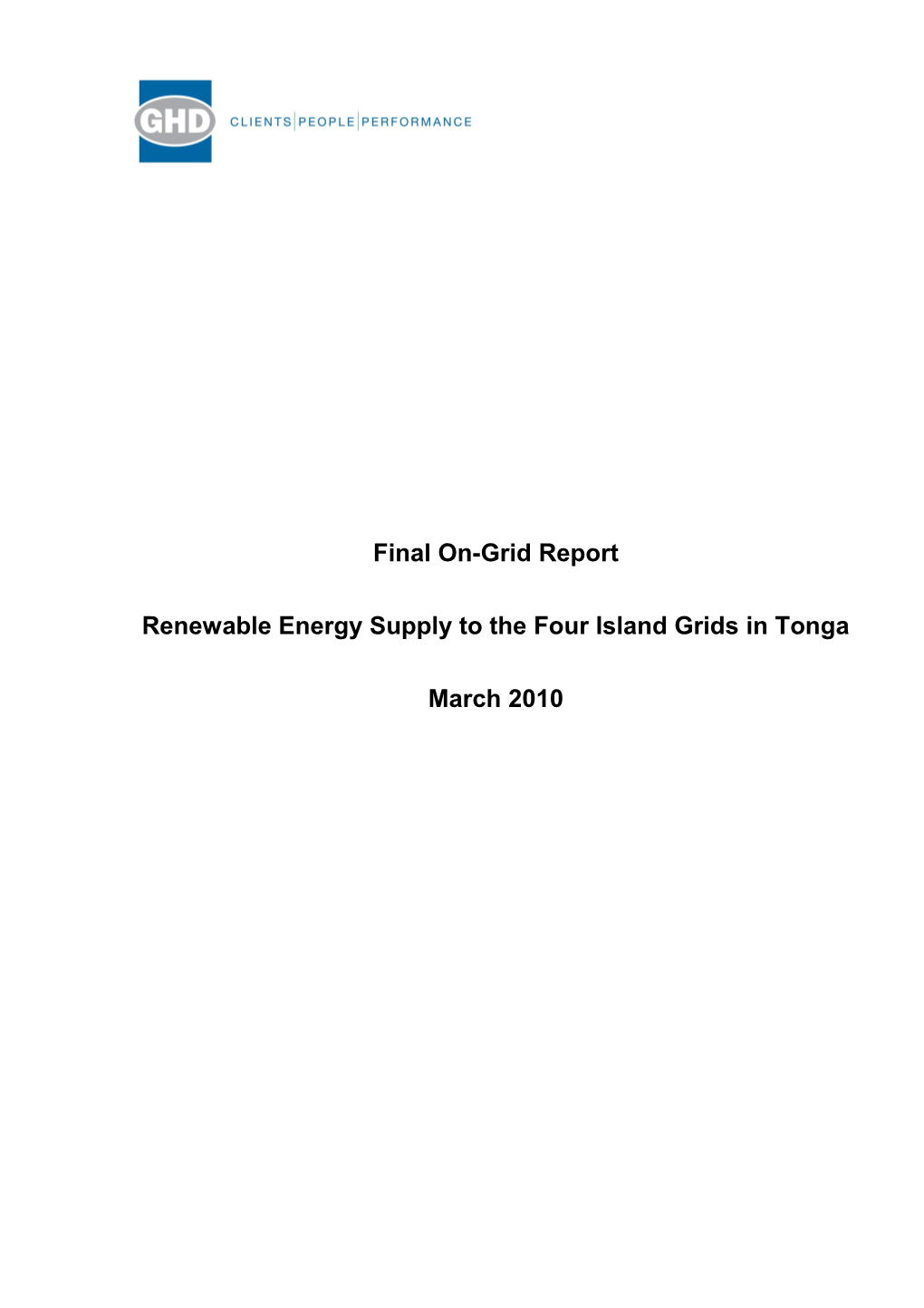 Renewable Energy Supply to the Fourisland Grids in Tonga