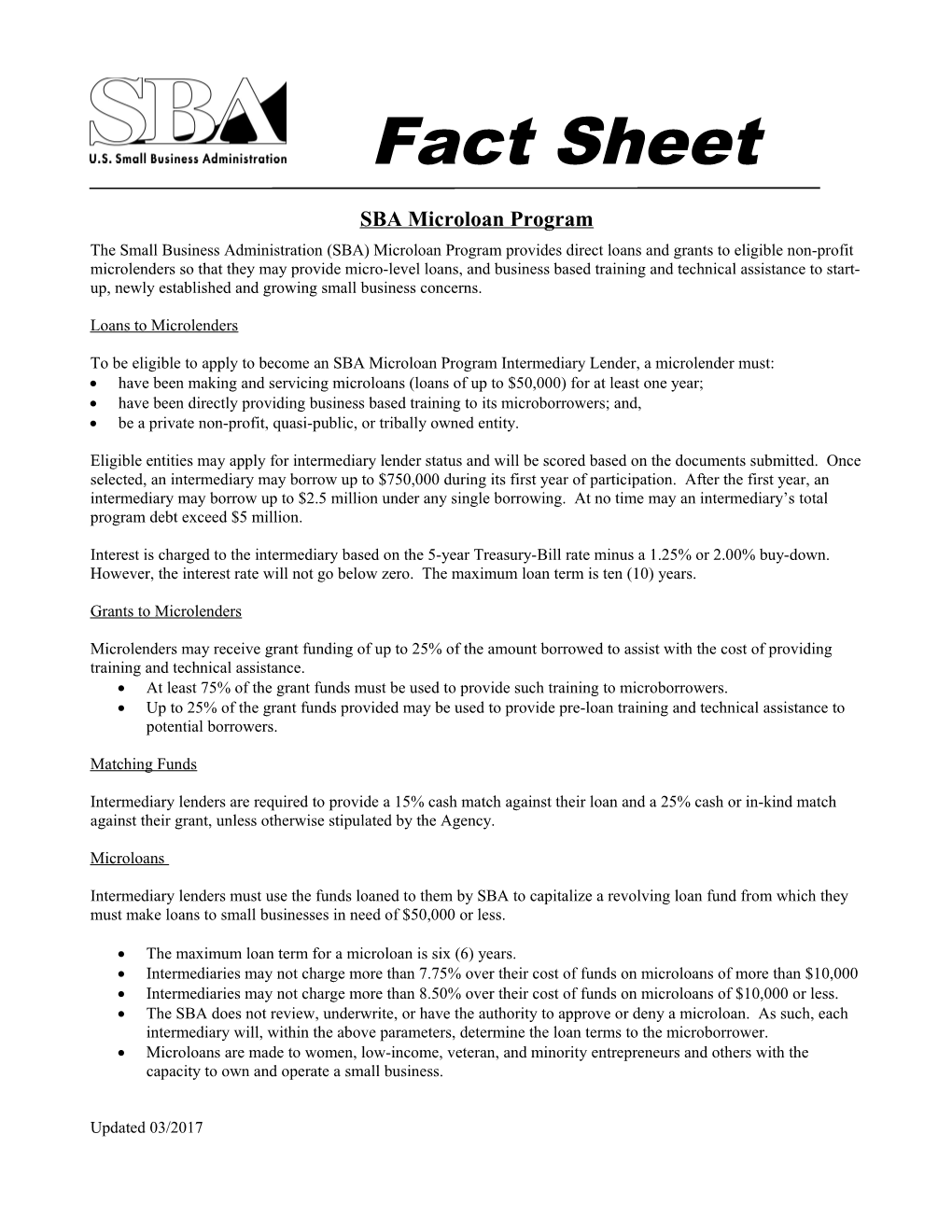 SBA Microloan Program