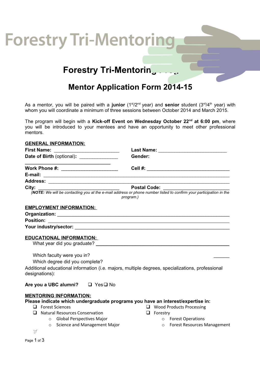 Forestry Tri-Mentoring Program