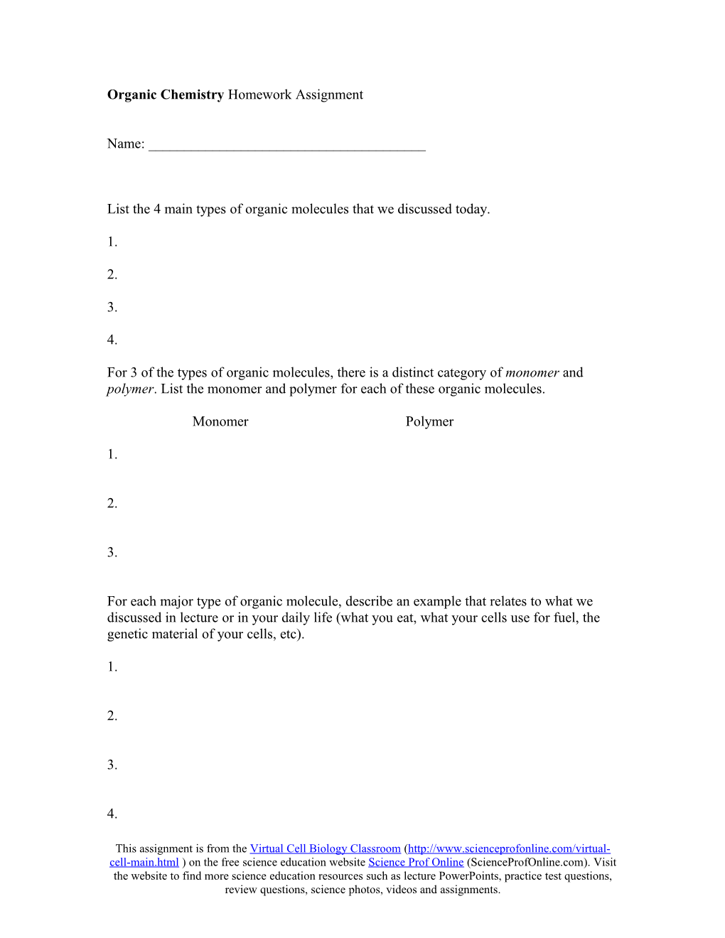 Organic Chemistry Essay Question Homework Assignment