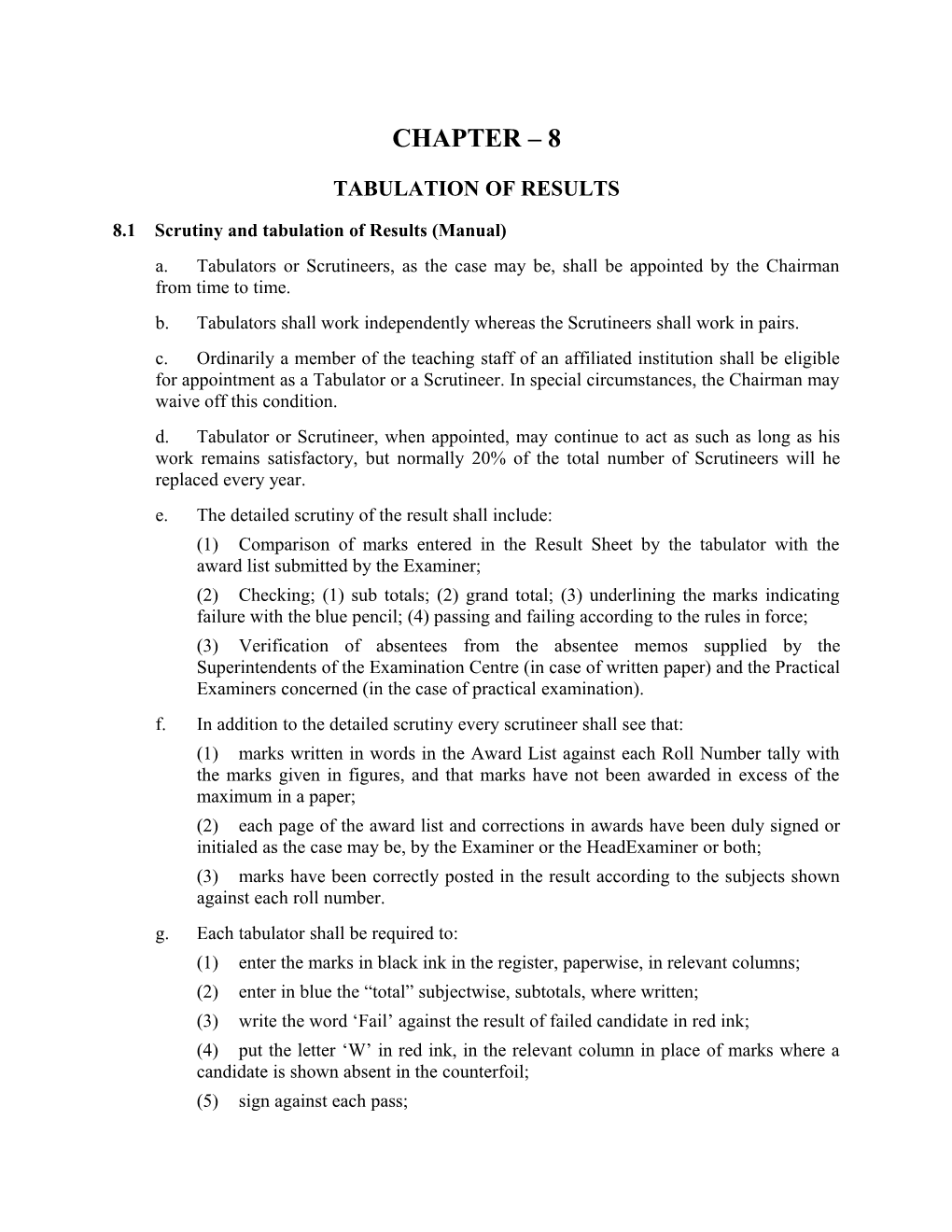 8.1 Scrutiny and Tabulation of Results (Manual)