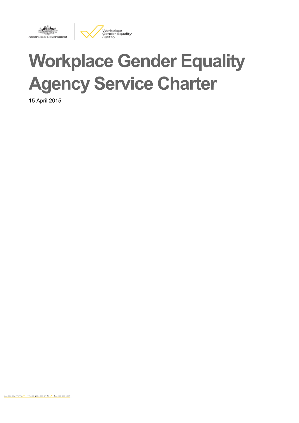 Workplace Gender Equality Agency Service Charter