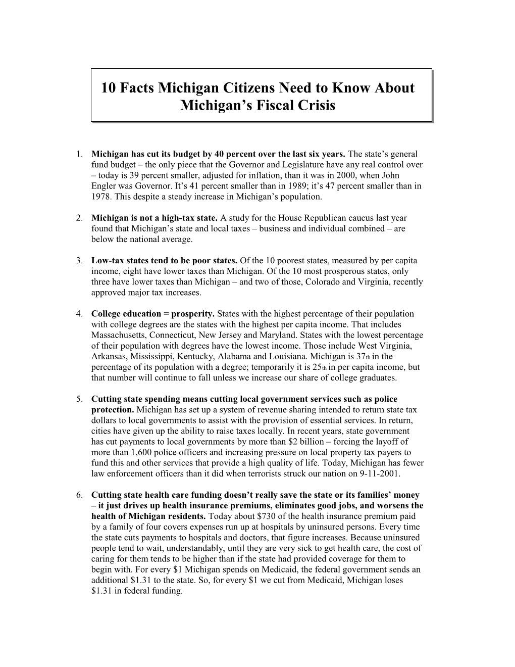 10 Facts Michigan Citizens Need To Know About