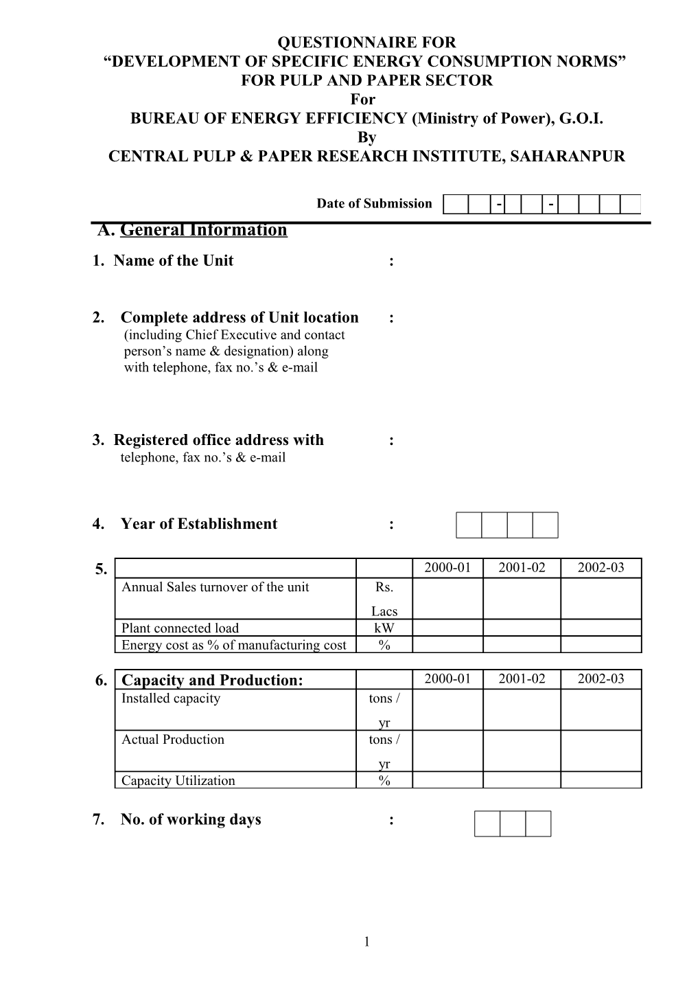 Development of Specific Energy Consumption Norms