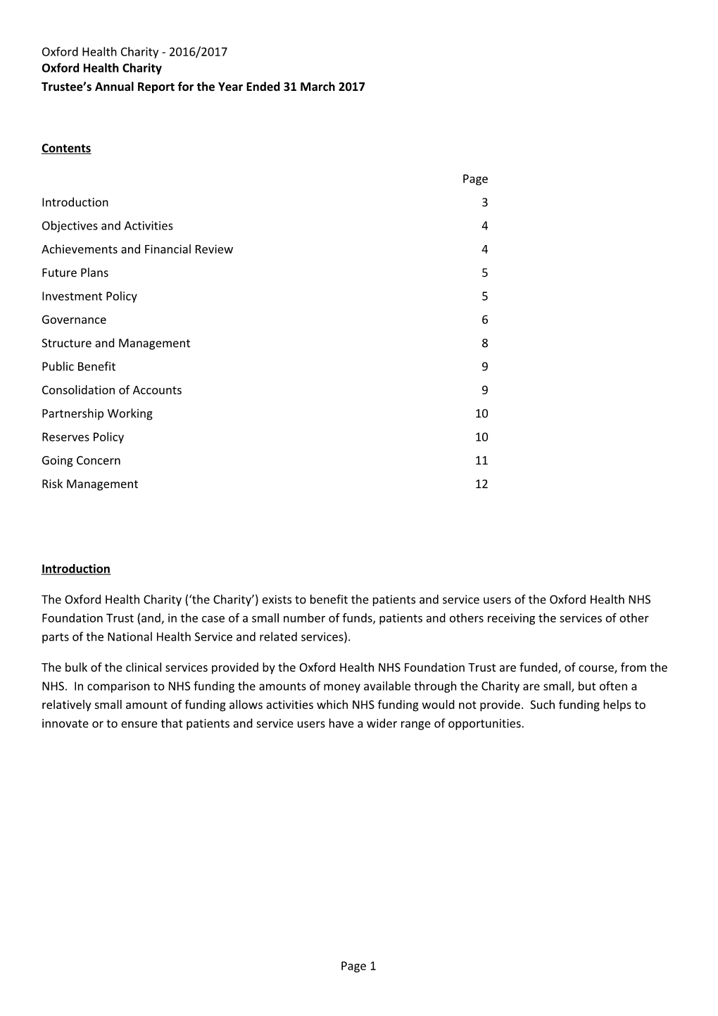 Oxford Health Charity Annual Report 2010/2011