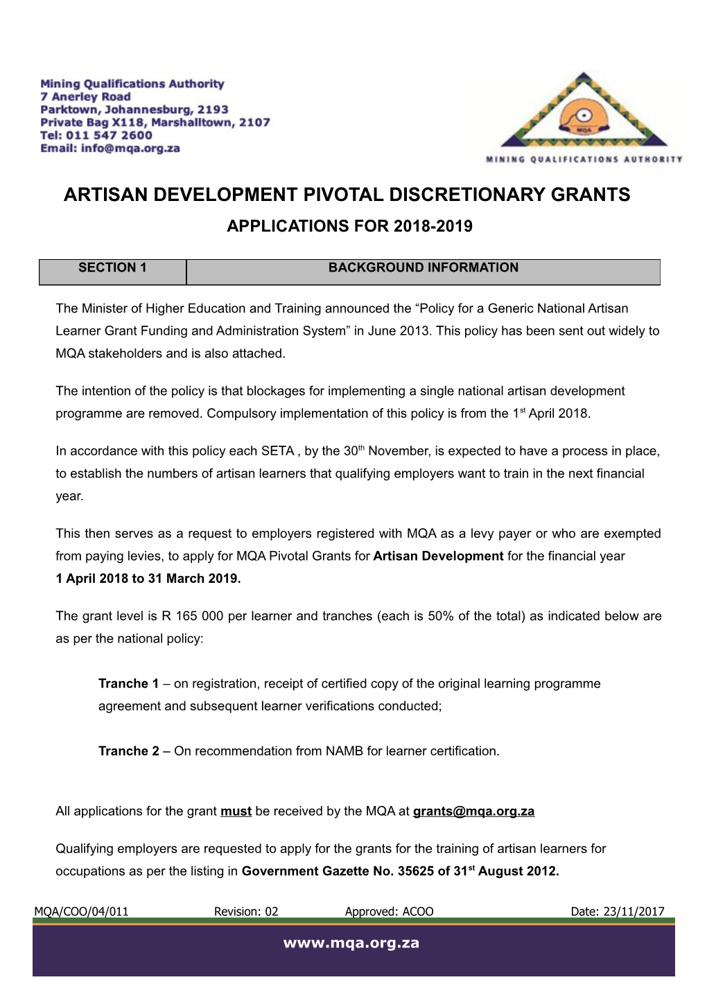 Artisan Development Pivotal Discretionary Grants
